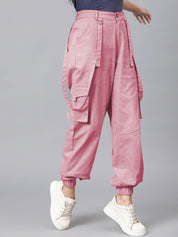 Kotty Women Relaxed High-Rise Easy Wash Cargos Trousers