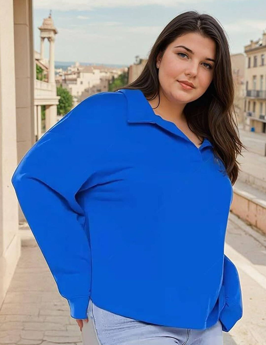 Kotty Women Shirt Collar Full Sleeve Sweatshirt