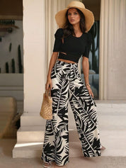 Kotty Women Floral Printed Relaxed Flared High-Rise Easy Wash Trousers