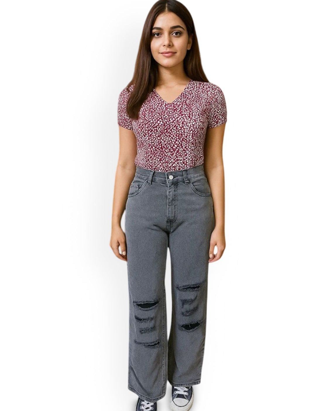 Kotty Women High-Rise Highly Distressed Straight Fit  Stretchable Jeans