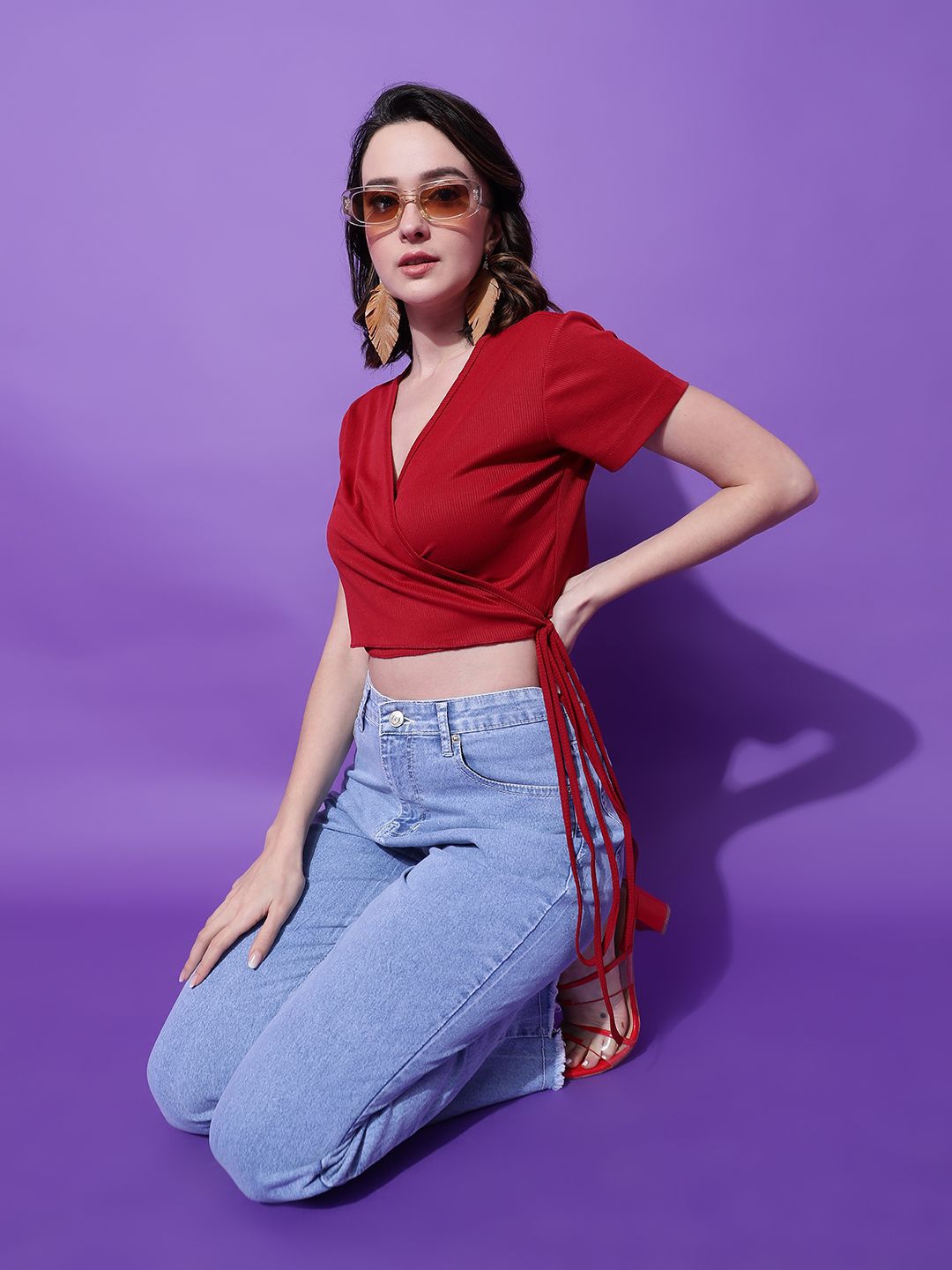 Kotty Women Solid V-Neck Cotton Top