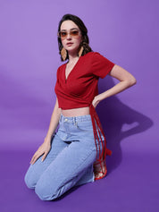 Kotty Women Solid V-Neck Cotton Top