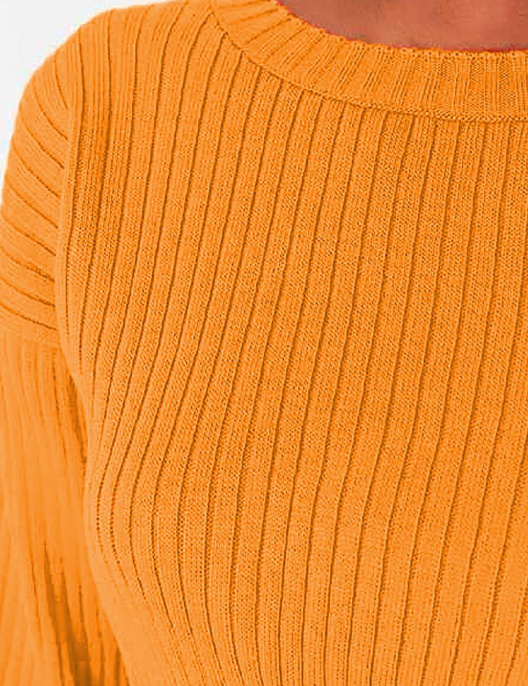 Kotty Women Solid Ribbed Crop Pullover Sweater