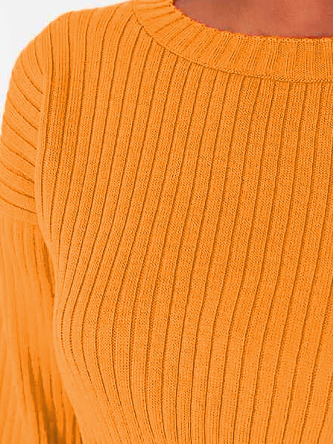 Kotty Women Solid Ribbed Crop Pullover Sweater