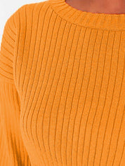 Kotty Women Solid Ribbed Crop Pullover Sweater