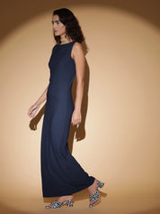 Kotty Women Solid Boat Neck Maxi Dress