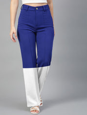 Kotty Women Colourblocked High-Rise Easy Wash Trousers