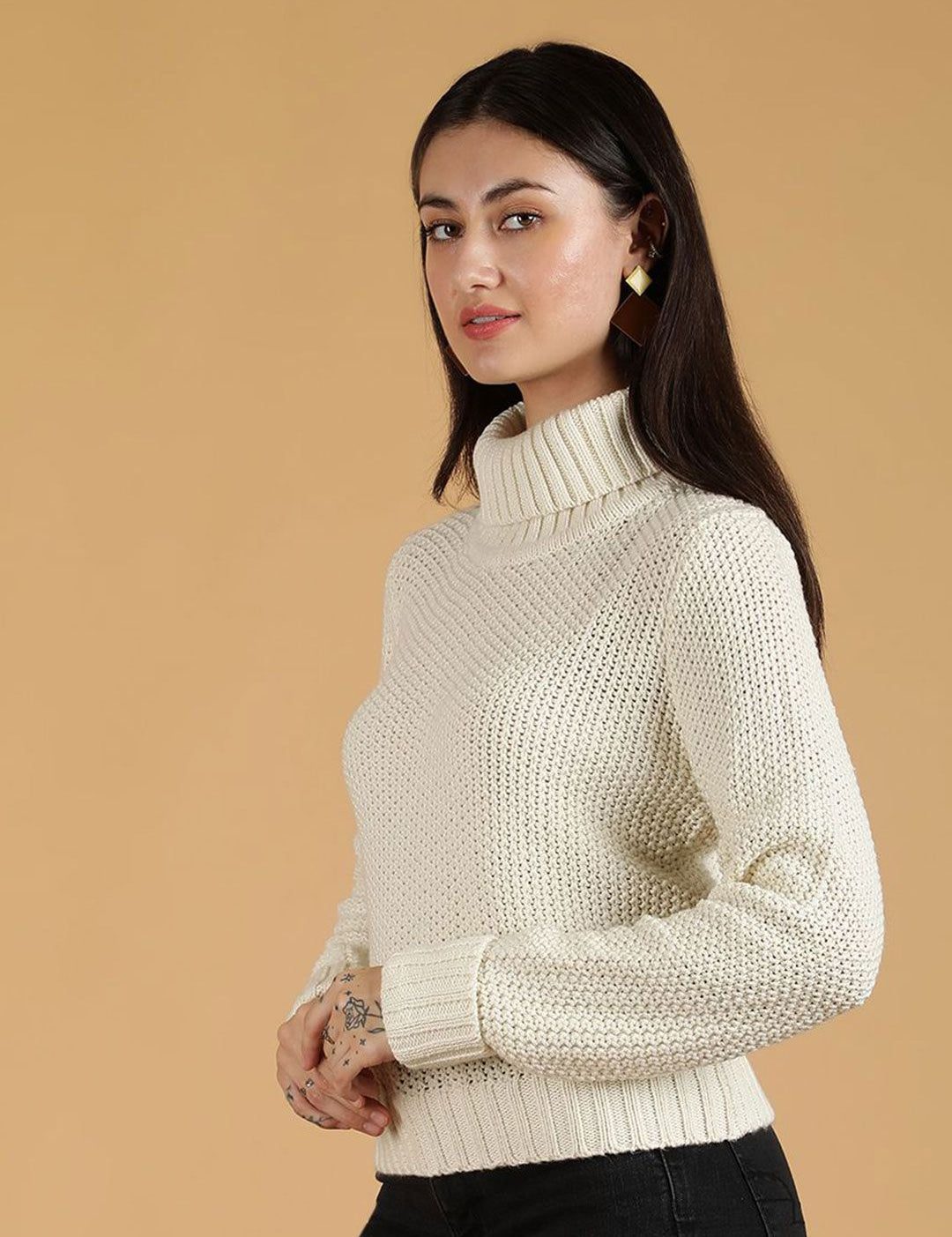 Kotty Women Turtle Neck Cotton Pullover Sweater