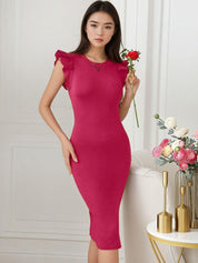 Kotty Women Flutter Sleeve Bodycon Midi Dress