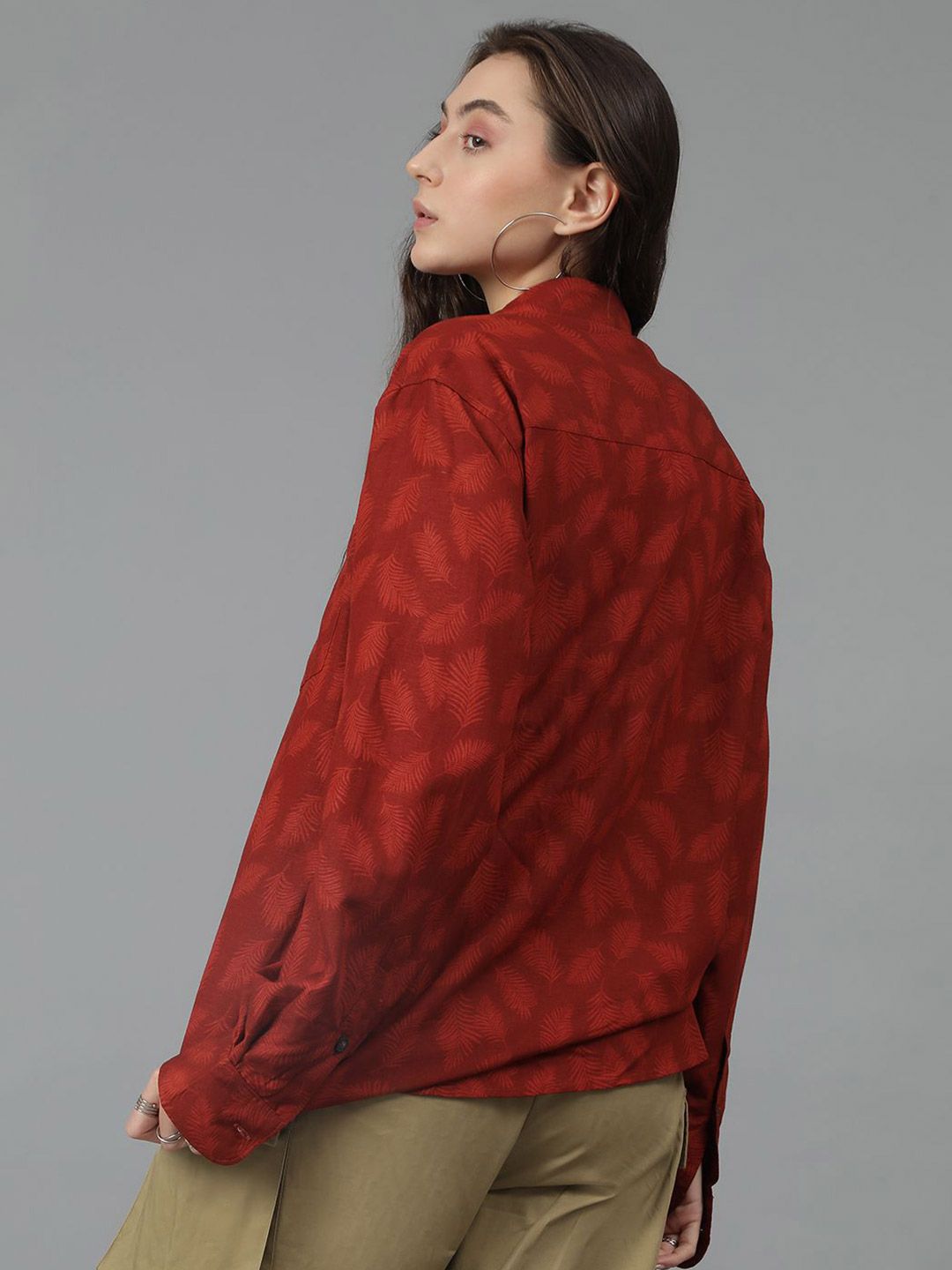 Kotty Women Spread Collar Floral Printed Cotton Oversized Casual Shirt