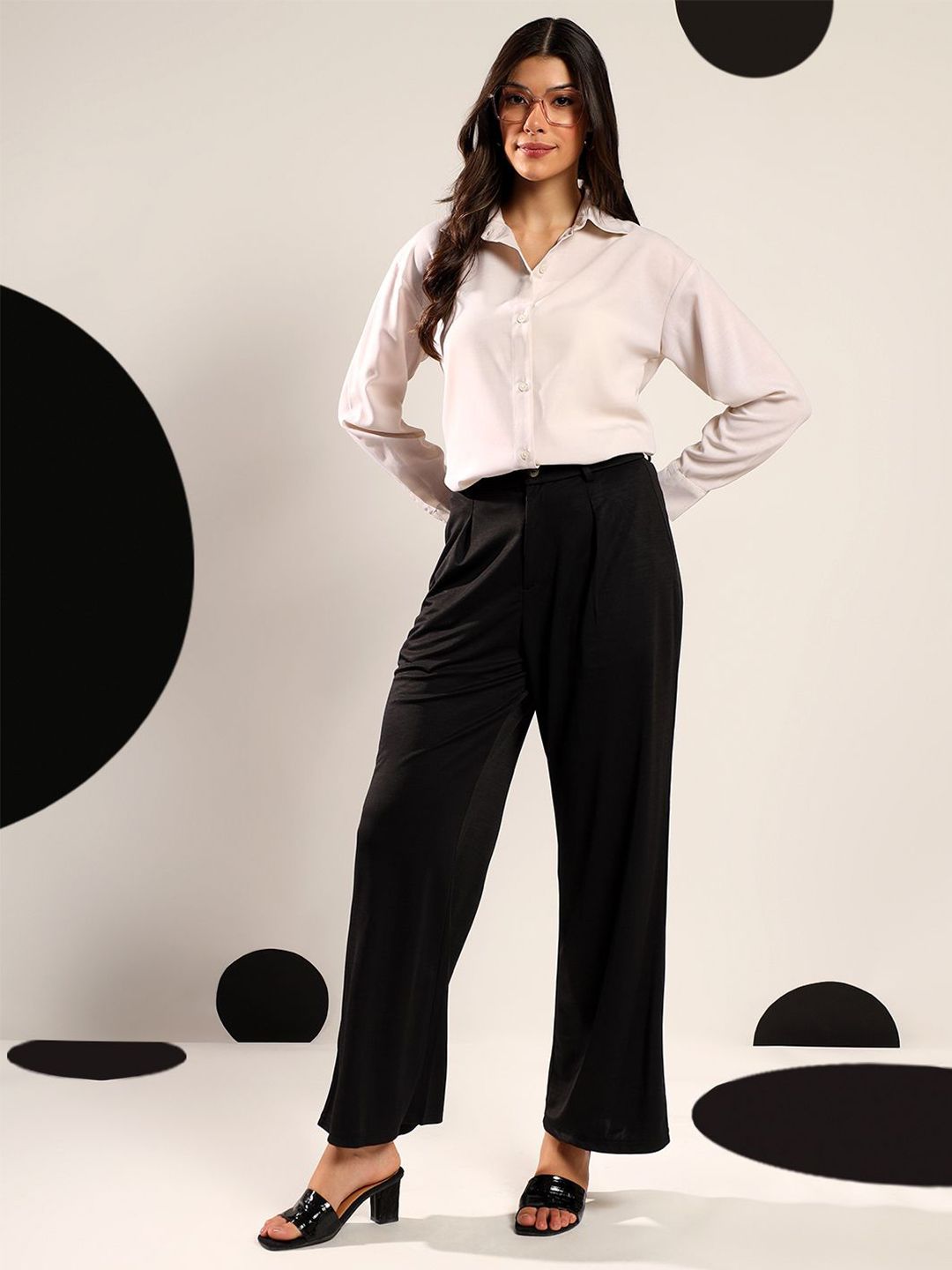 Kotty Relaxed Fit Spread Collar Long Sleeves Cotton Formal Shirt