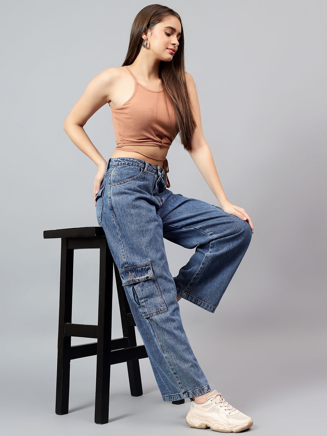 Kotty Women Straight Fit Mid-Rise Cotton Stretchable Jeans