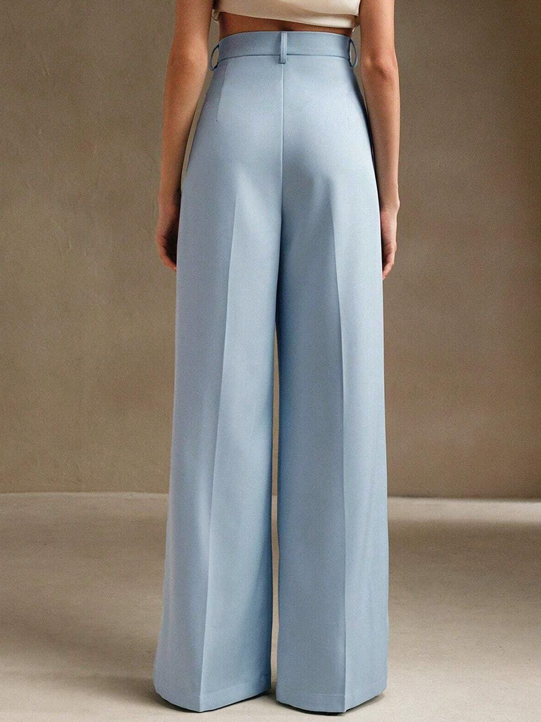 Kotty Women Straight Fit High-Rise Easy Wash Pleated Trousers