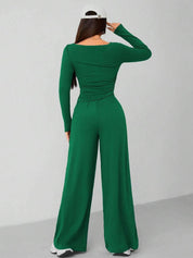 Kotty Women Boat Neck Top With Trousers Co-Ords