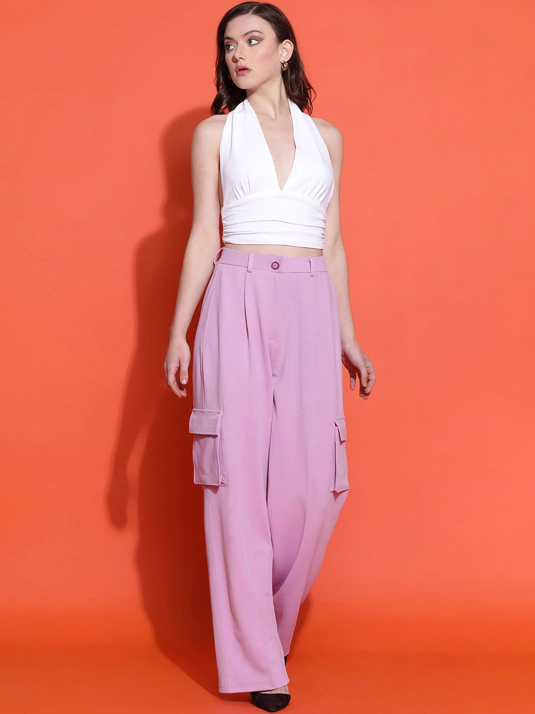 Kotty Women Classic High-Rise Straight Fit Parallel Trousers