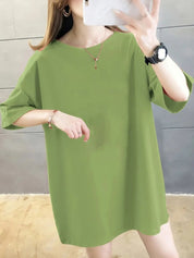 Kotty Round Neck Drop-Shoulder Sleeves Oversized T-shirt