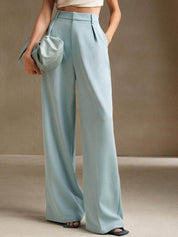 Kotty Women Cotton Relaxed Straight Leg Straight Fit High-Rise Easy Wash Wide Leg Trousers