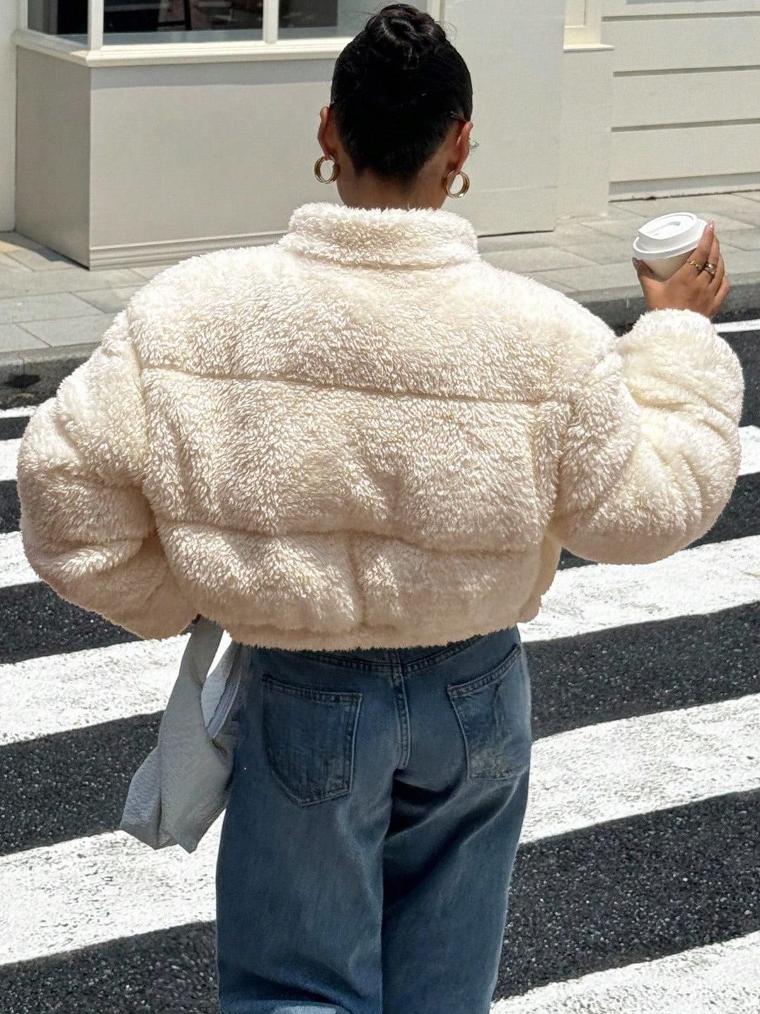 Kotty Women Woollen Crop Open Front Jacket