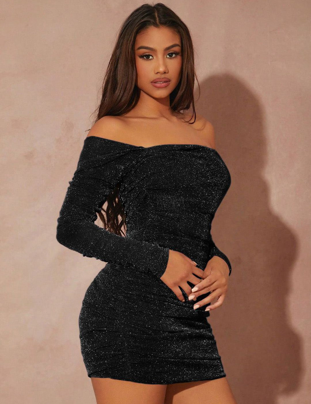 Kotty Women Embellished Off-Shoulder Bodycon Mini Dress