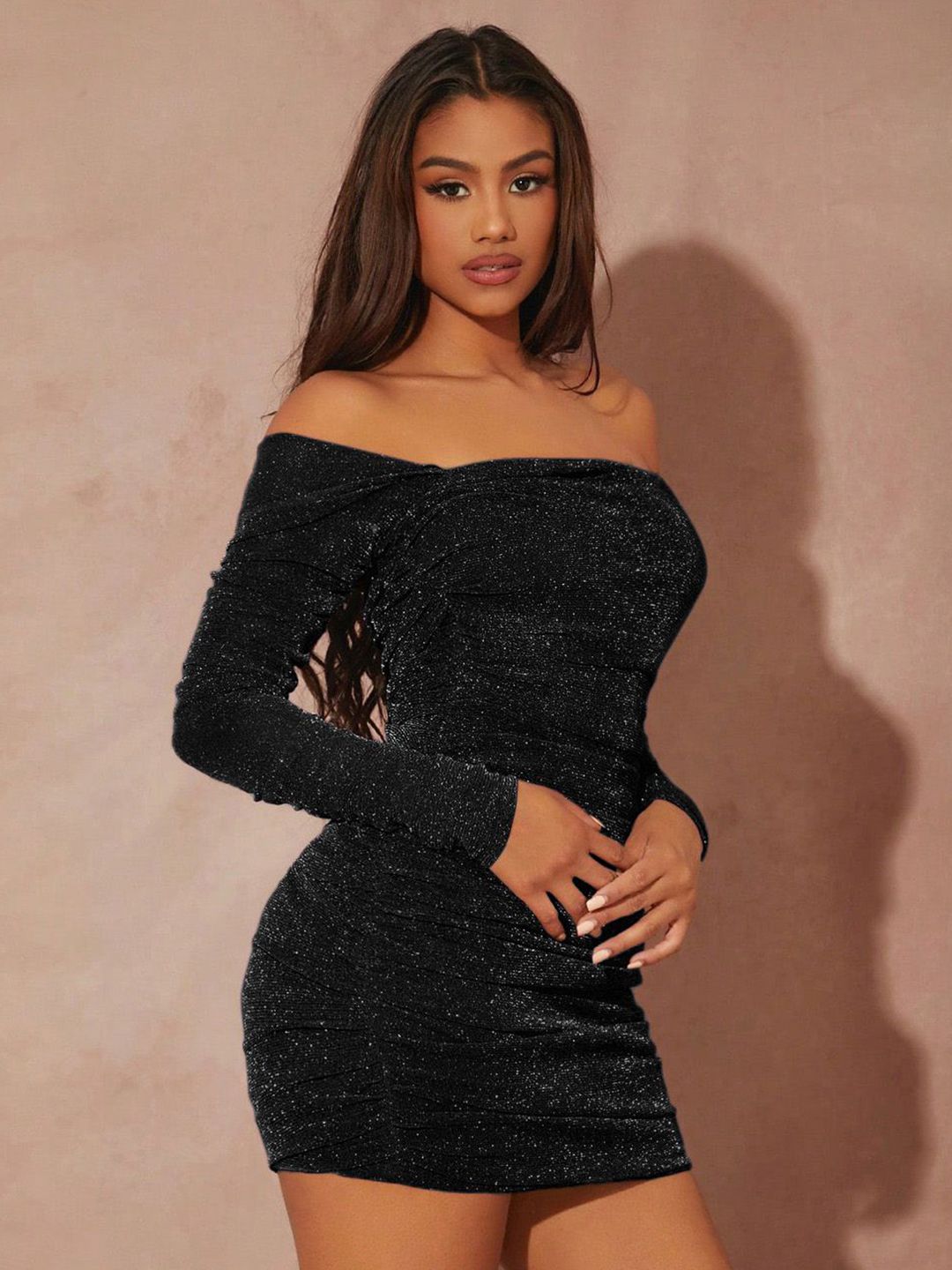 Kotty Women Embellished Off-Shoulder Bodycon Mini Dress