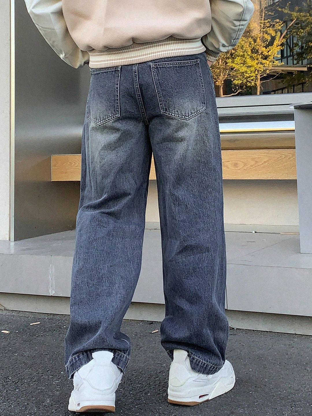 Kotty Men Wide Leg Heavy Fade Stretchable Jeans