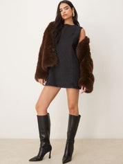Kotty women jet black denim A-line mini dress