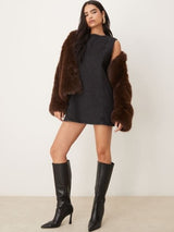 Kotty women jet black denim A-line mini dress