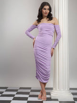 Kotty Women Off-Shoulder Ruched Bodycon Midi Dress