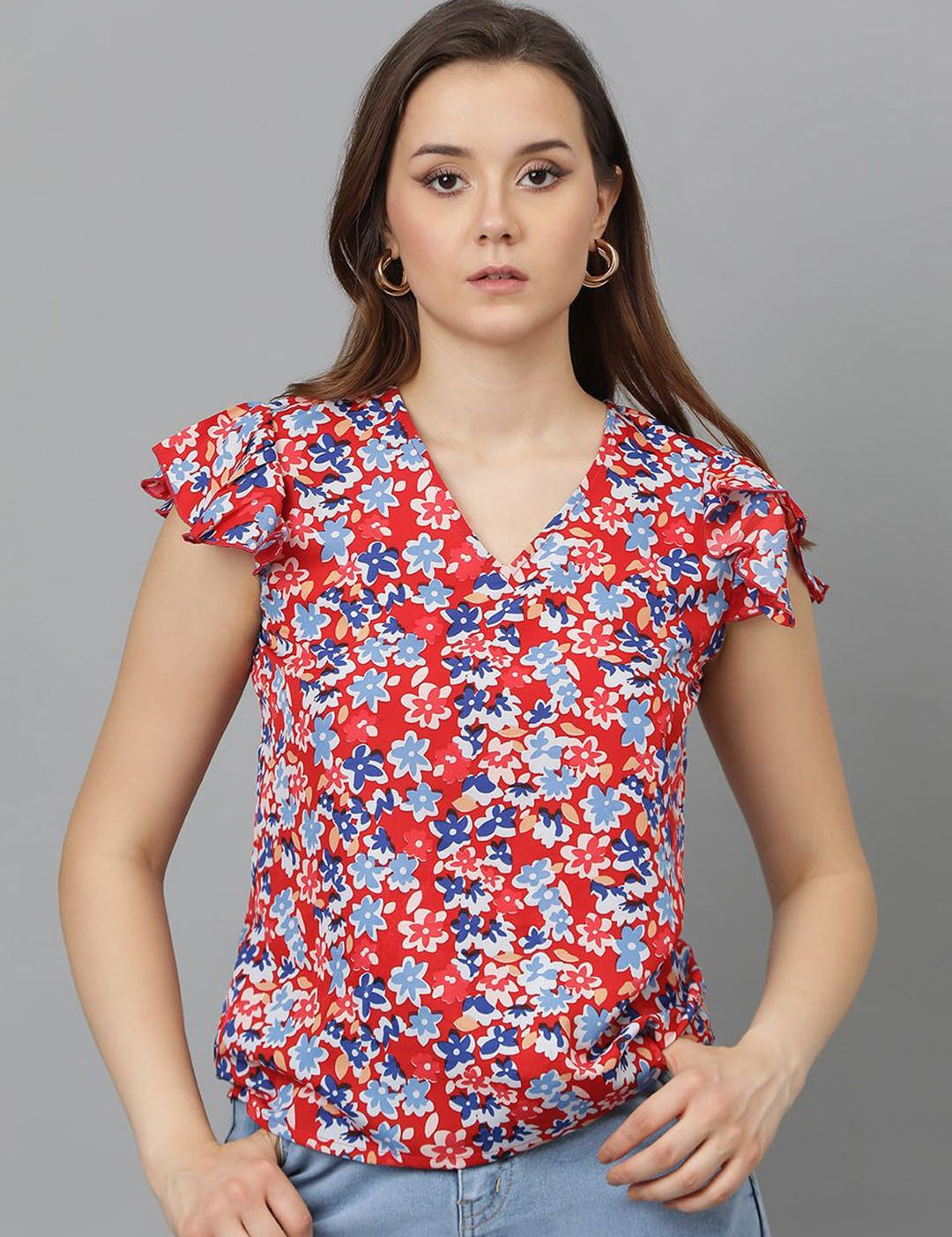 Kotty Floral Print Crepe Top