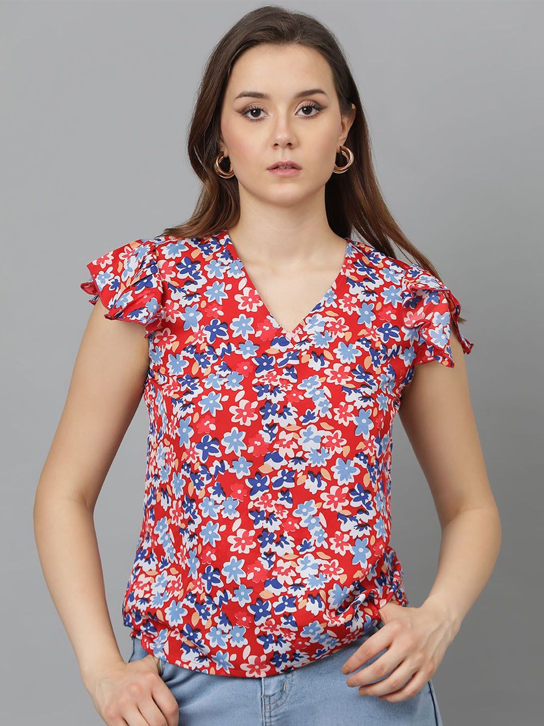 Kotty Floral Print Crepe Top