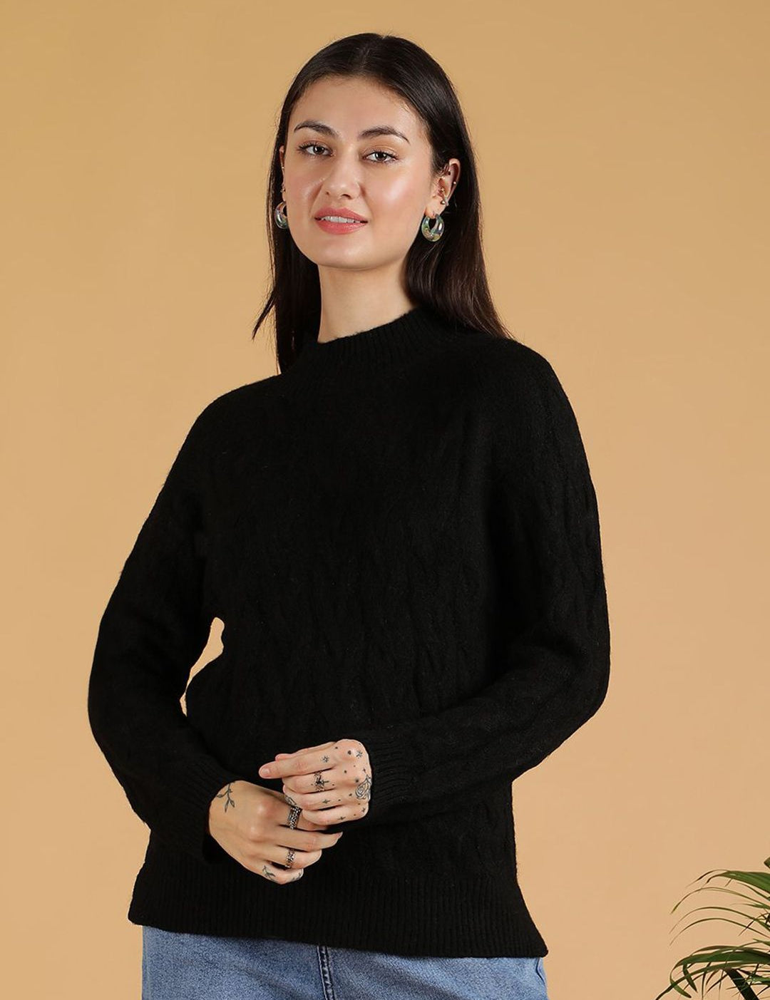 Kotty Women Turtle Neck Pullover Cotton Sweater