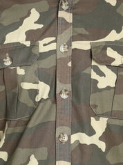 Kotty Men Spread Collar Camouflage Printed Denim Cotton Jacket