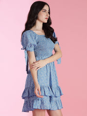 Kotty Women Floral Printed Puff Sleeve Fit & Flare Dress