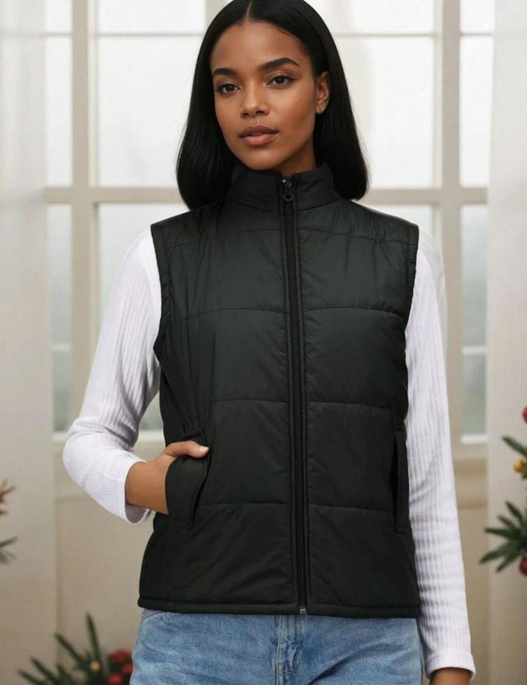 Kotty Women Stand Collar Solid Lightweight Gilet Jacket