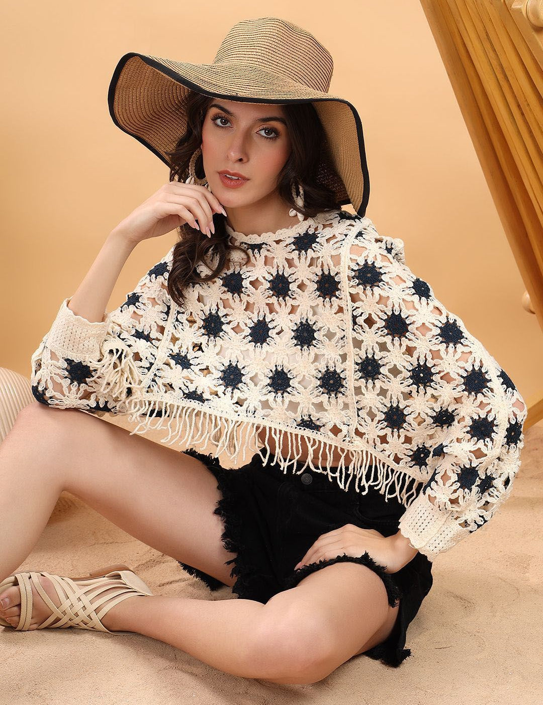 Kotty Embellished Print Cotton Top