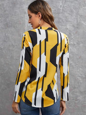 Kotty Printed Mandarin Collar Top