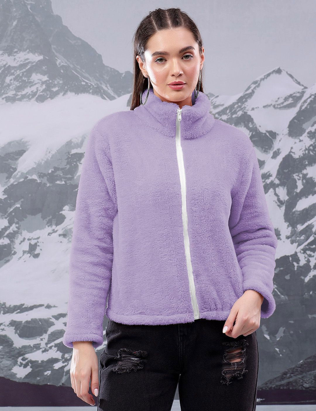 Kotty Women High Neck Front-Open Sweatshirt