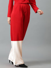 Kotty Women Colourblocked High-Rise Easy Wash Trousers