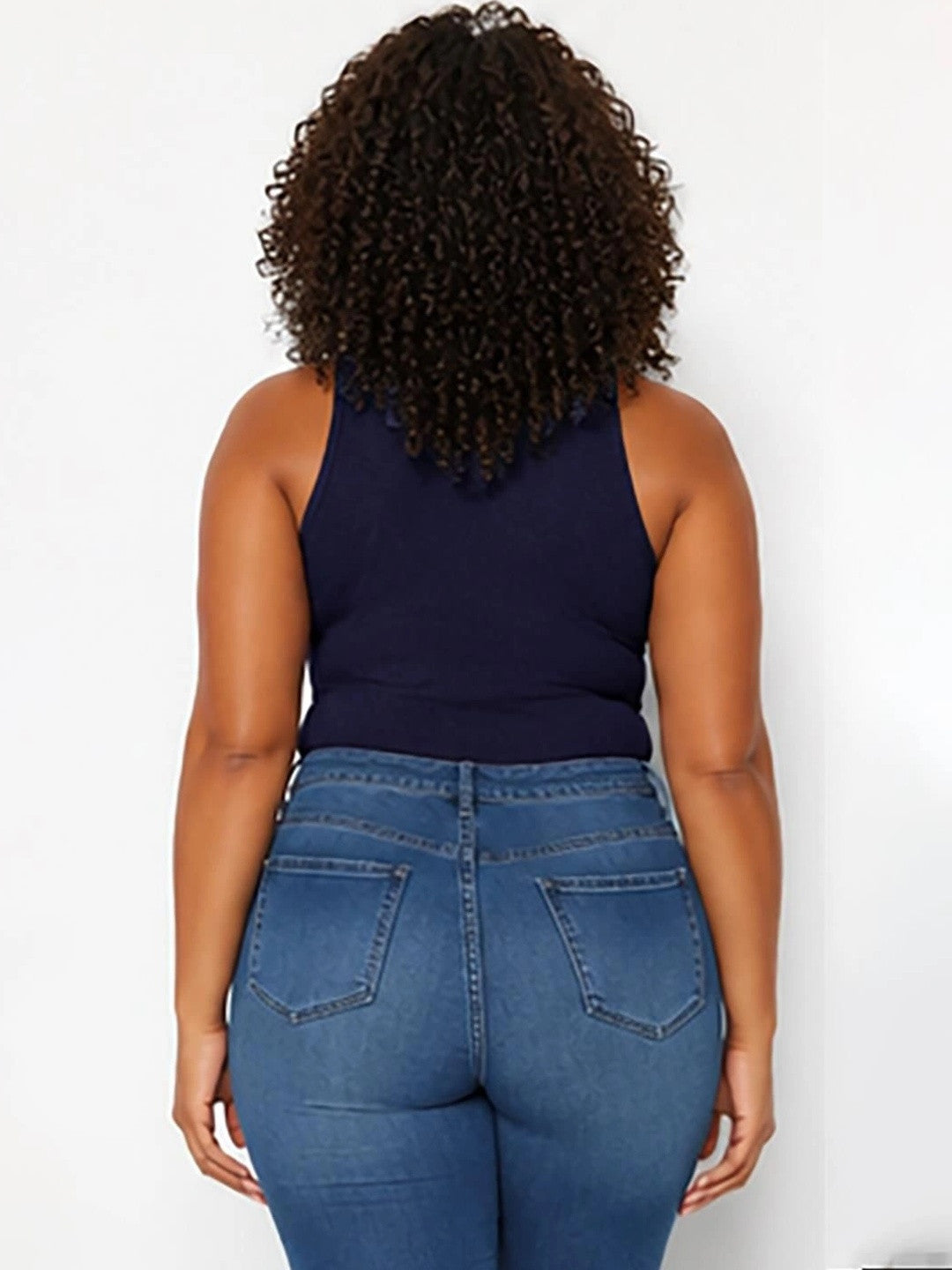 Kotty Women's Indigo Blue Round Neck Sleeveless Top | Casual Daily Wear
