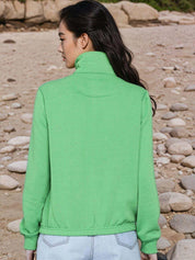 Kotty Women Graphic Printed High Neck Half Zipper Sweatshirt