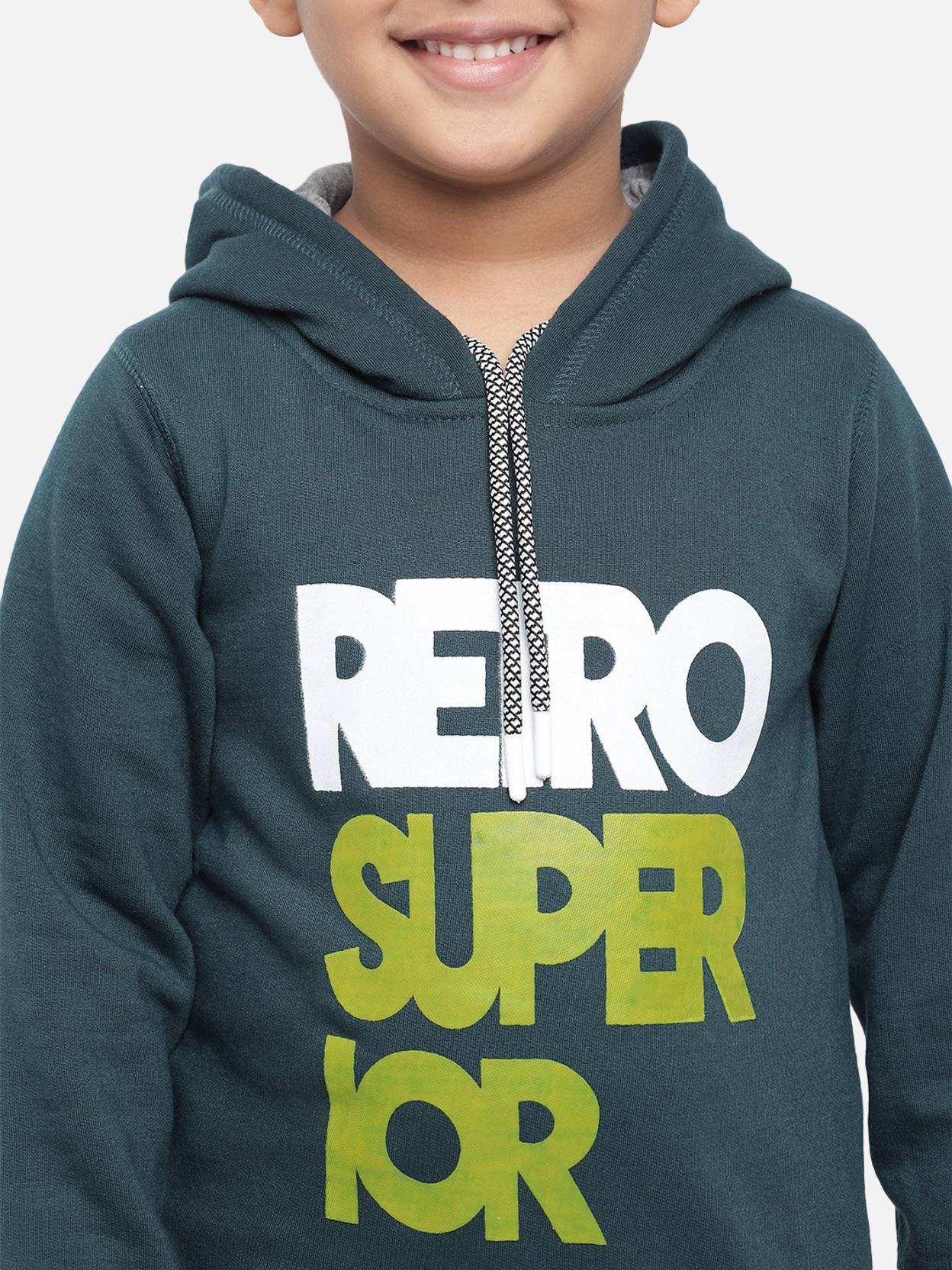 KOTTY Boys Full Sleeve Graphic Print Hooded Sweatshirt