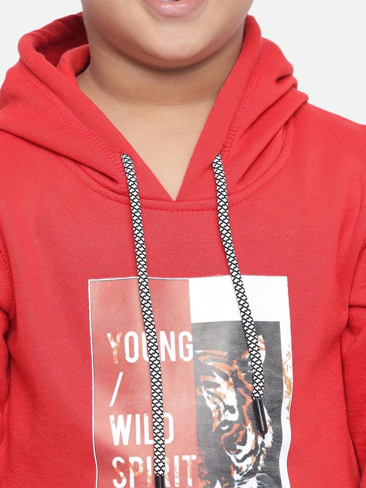KOTTY Boys Full Sleeve Graphic Print Hooded Sweatshirt