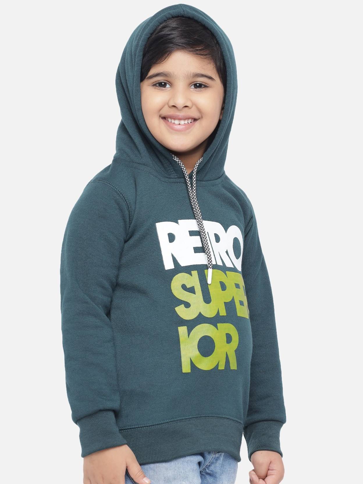 KOTTY Boys Full Sleeve Graphic Print Hooded Sweatshirt