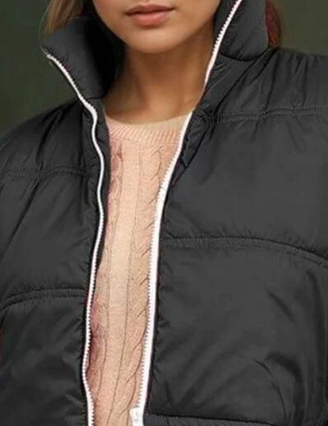 Kotty Women Stand Collar Solid Lightweight Gilet Jacket