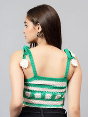 Kotty Embellished Cotton Crochet Crop Top