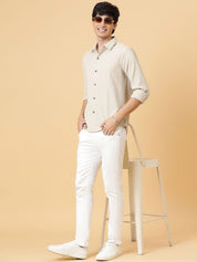 Kotty Men Relaxed Spread Collar Solid Casual Shirt