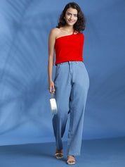 Kotty Women Solid One Shoulder Top