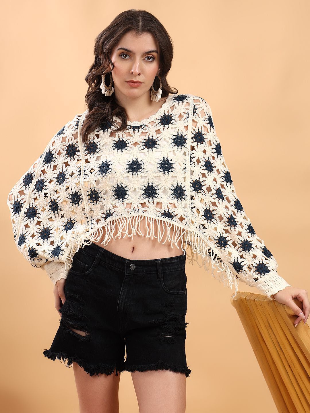 Kotty Embellished Print Cotton Top