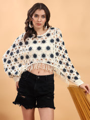 Kotty Embellished Print Cotton Top