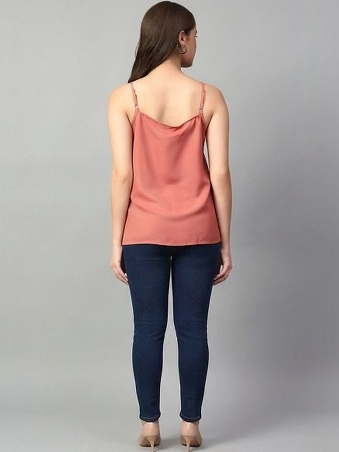 Kotty Top Rust Orange Women's V-Neck Sleeveless Fashion